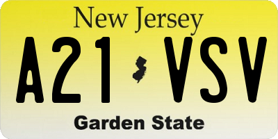 NJ license plate A21VSV