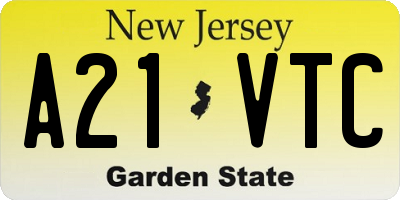 NJ license plate A21VTC