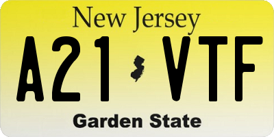 NJ license plate A21VTF