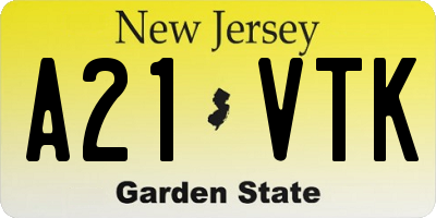 NJ license plate A21VTK