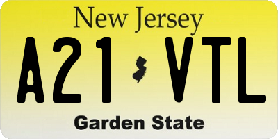 NJ license plate A21VTL