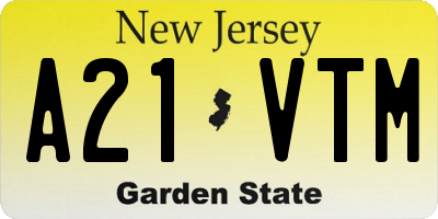 NJ license plate A21VTM