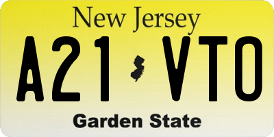 NJ license plate A21VTO