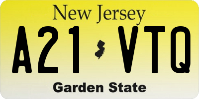 NJ license plate A21VTQ