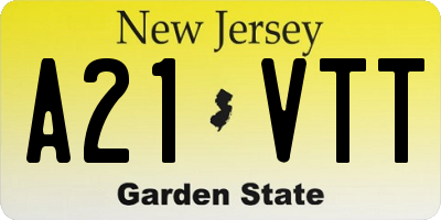NJ license plate A21VTT