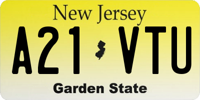 NJ license plate A21VTU