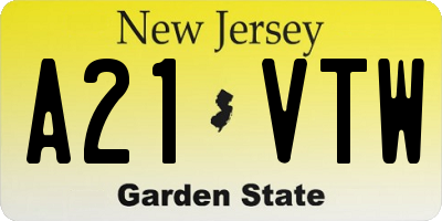 NJ license plate A21VTW
