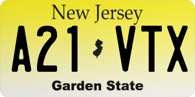 NJ license plate A21VTX