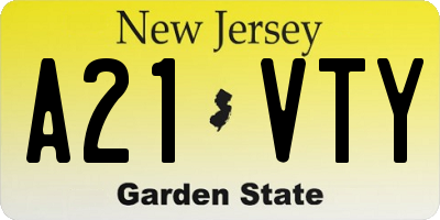 NJ license plate A21VTY