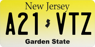NJ license plate A21VTZ
