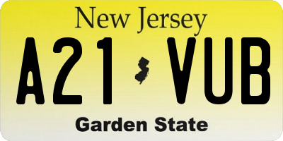NJ license plate A21VUB