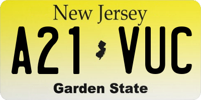 NJ license plate A21VUC