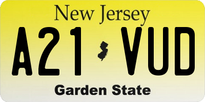 NJ license plate A21VUD