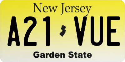 NJ license plate A21VUE