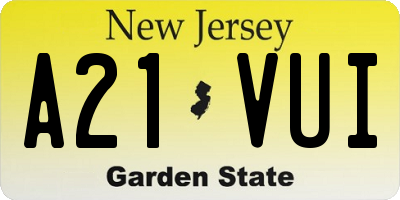 NJ license plate A21VUI