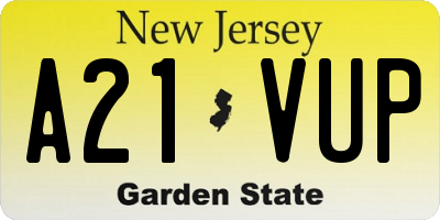 NJ license plate A21VUP