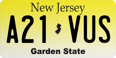 NJ license plate A21VUS