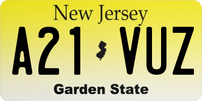 NJ license plate A21VUZ