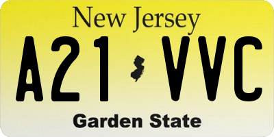 NJ license plate A21VVC