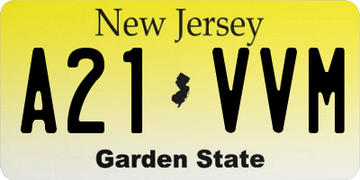 NJ license plate A21VVM