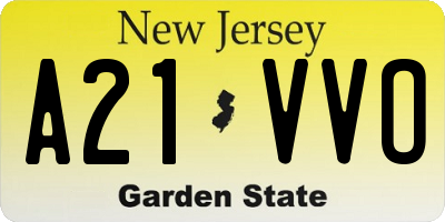 NJ license plate A21VVO