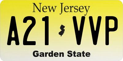 NJ license plate A21VVP
