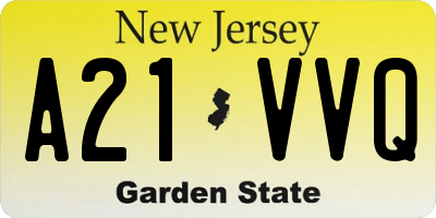 NJ license plate A21VVQ