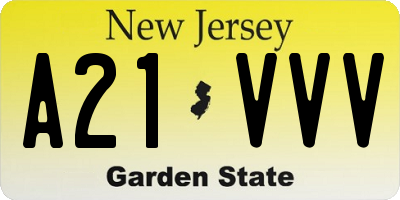 NJ license plate A21VVV