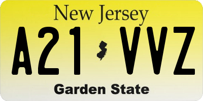 NJ license plate A21VVZ