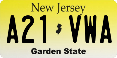 NJ license plate A21VWA