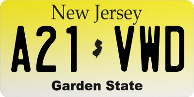 NJ license plate A21VWD