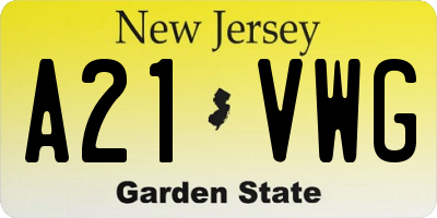 NJ license plate A21VWG