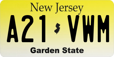 NJ license plate A21VWM