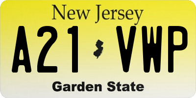 NJ license plate A21VWP