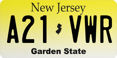 NJ license plate A21VWR