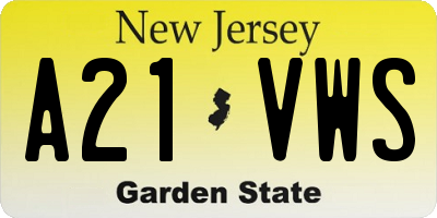 NJ license plate A21VWS