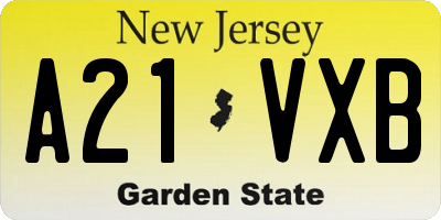 NJ license plate A21VXB