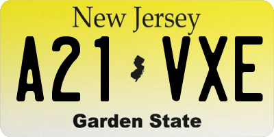 NJ license plate A21VXE