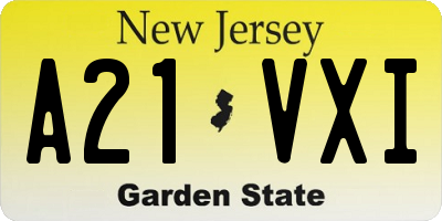 NJ license plate A21VXI