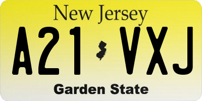 NJ license plate A21VXJ