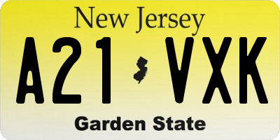 NJ license plate A21VXK