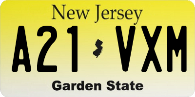 NJ license plate A21VXM