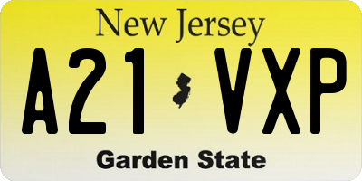 NJ license plate A21VXP