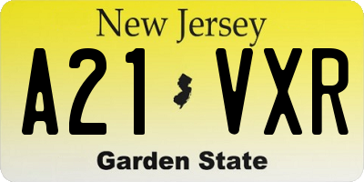 NJ license plate A21VXR