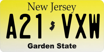 NJ license plate A21VXW