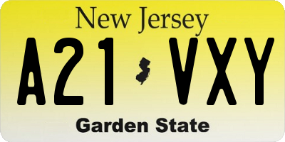 NJ license plate A21VXY