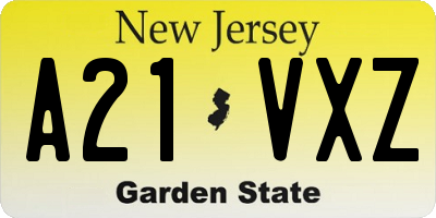 NJ license plate A21VXZ