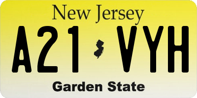 NJ license plate A21VYH