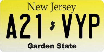 NJ license plate A21VYP
