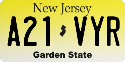 NJ license plate A21VYR